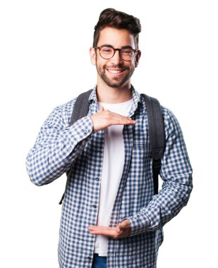 Genç adam izole üzerinde beyaz arka plan boyutlandırma