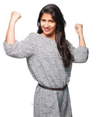 latin kadının kazanan bir jest yapması