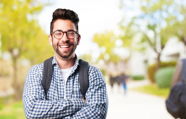 Étudiant Riant Sur Blanc — Photo