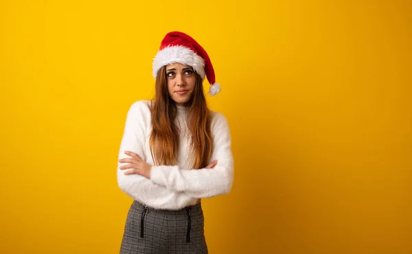 Jonge Mooie Vrouw Met Geschenk Moe Verveeld — Stockfoto