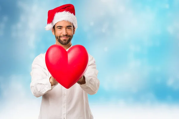 Joven Vestido Con Sombrero Santa Claus Día Navidad — Foto de Stock