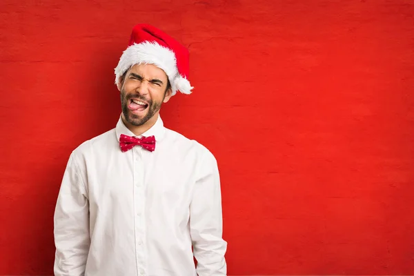 Joven Vestido Con Sombrero Santa Claus Día Navidad — Foto de Stock
