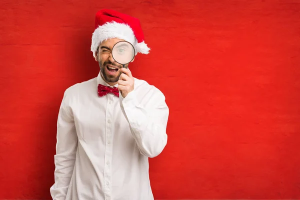 Young Man Wearing Santa Claus Hat Christmas Day — Stock Photo, Image