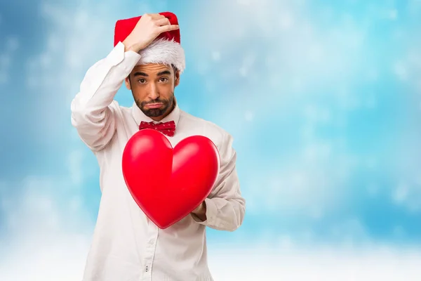 Joven Vestido Con Sombrero Santa Claus Día Navidad — Foto de Stock