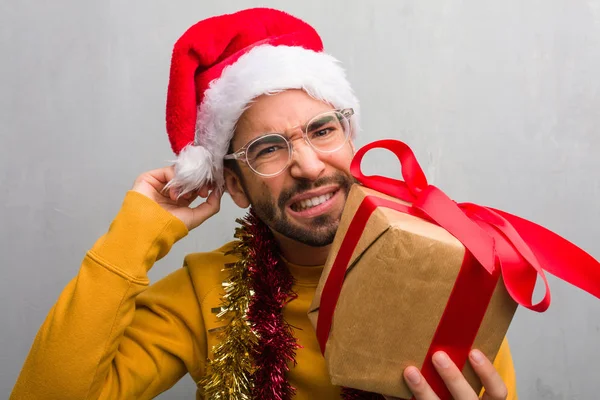 Őrült Fiatalember Ünneplése Christmas — Stock Fotó