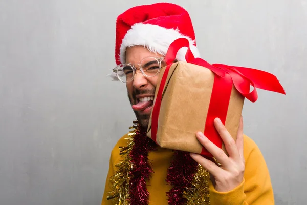 Young Crazy Man Celebrating Christmas — Stock Photo, Image