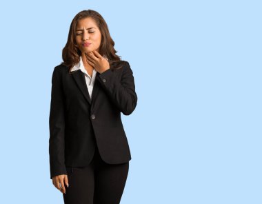 Tam vücut genç busines kadın öksürük, bir virüs ya da enfeksiyon nedeniyle hasta