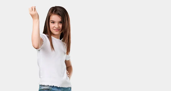 Niña Cuerpo Completo Haciendo Gesto Típico Italiano Sonriendo Mirando Hacia — Foto de Stock