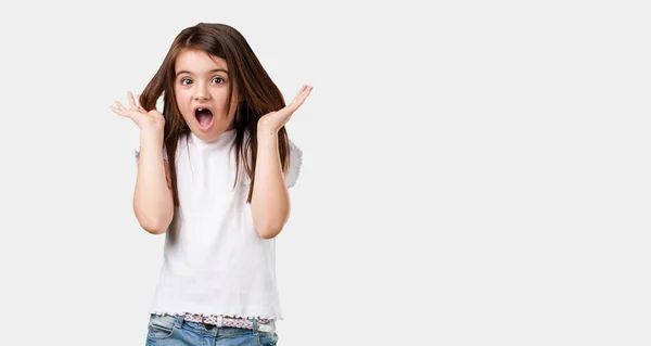 Full Body Little Girl Crazy Desperate Screaming Out Control Funny — Stock Photo, Image