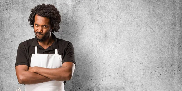 Handsome African American Baker Very Angry Upset Very Tense Screaming — Stock Photo, Image