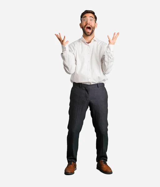 Young Handsome Business Man Celebrating Victory Success — Stock Photo, Image