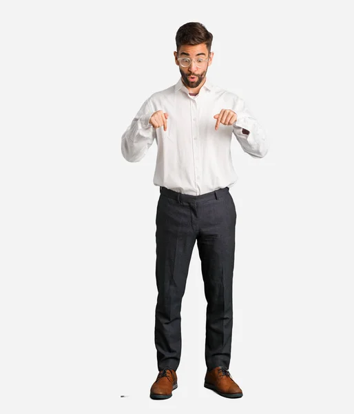 Young Handsome Business Man Pointing — Stock Photo, Image