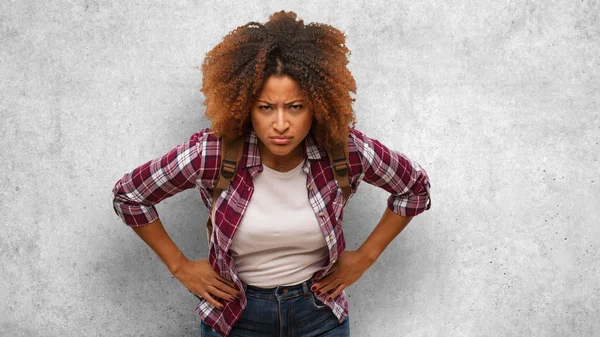 Young Traveler Black Woman Scolding Someone Very Angry — Stock Photo, Image