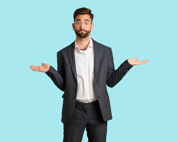 Young Handsome Business Man Confused Doubtful — Stock Photo, Image