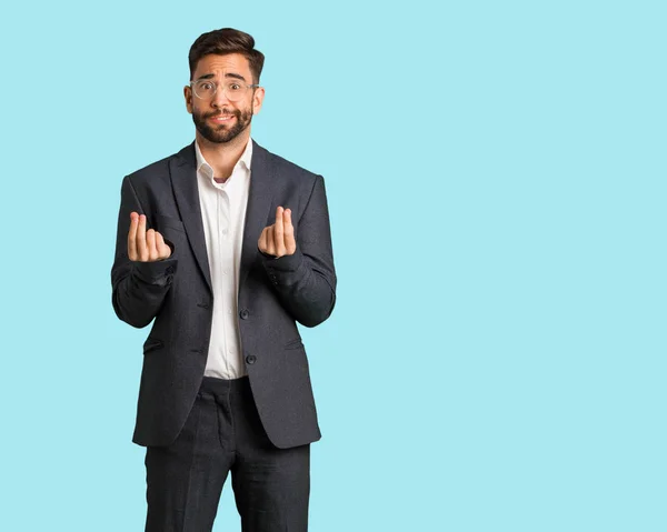 Young Handsome Business Man Doing Gesture Need — Stock Photo, Image