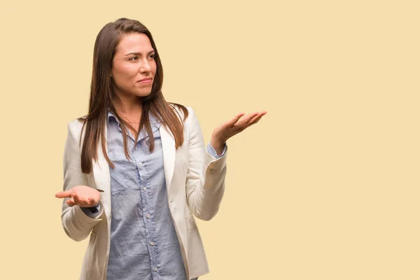 Caucasian Business Young Woman Confused Doubtful — Stock Photo, Image