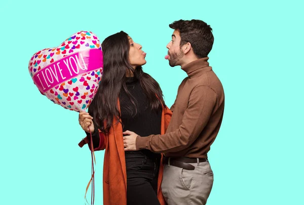 Young Cool Couple Celebrating Valentines Day — Stock Photo, Image