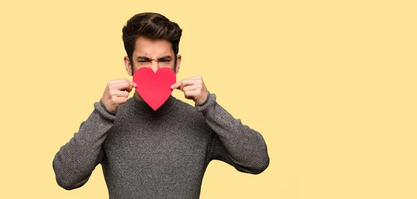 Giovane Uomo Che Celebra San Valentino — Foto Stock