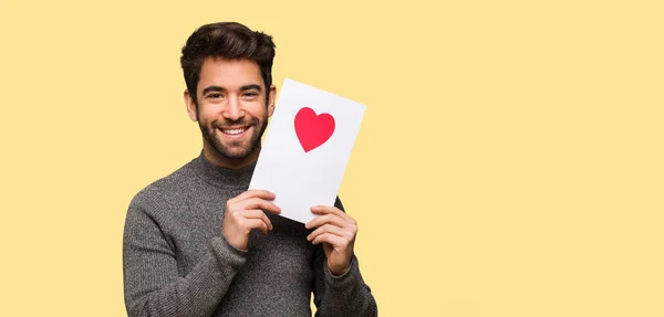 Jonge Man Vieren Valentijnsdag — Stockfoto