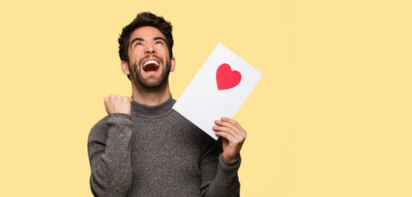 Jonge Man Vieren Valentijnsdag — Stockfoto