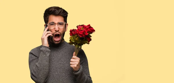 Jeune Homme Célébrant Saint Valentin — Photo