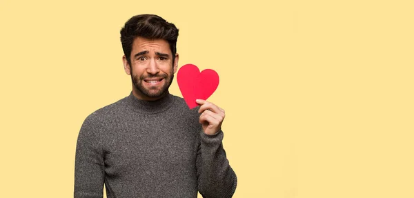 Jeune Homme Célébrant Saint Valentin — Photo