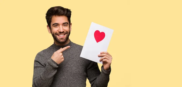 Jonge Man Vieren Valentijnsdag — Stockfoto