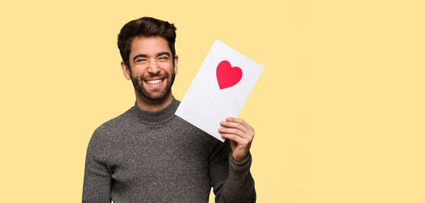 Jonge Man Vieren Valentijnsdag — Stockfoto