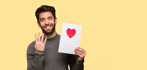 Jonge Man Vieren Valentijnsdag — Stockfoto