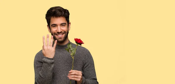 Giovane Uomo Che Celebra San Valentino — Foto Stock