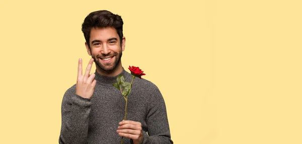 Jeune Homme Célébrant Saint Valentin — Photo