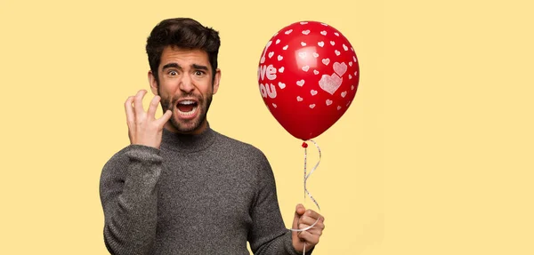 Giovane Uomo Che Celebra San Valentino — Foto Stock