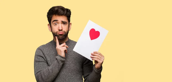 Jonge Man Vieren Valentijnsdag — Stockfoto