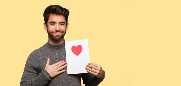 Jonge Man Vieren Valentijnsdag — Stockfoto