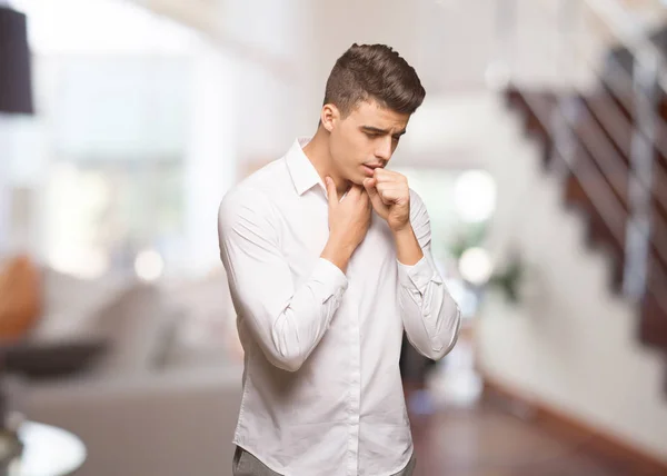 Young business cool man coughing, sick due a virus or infection