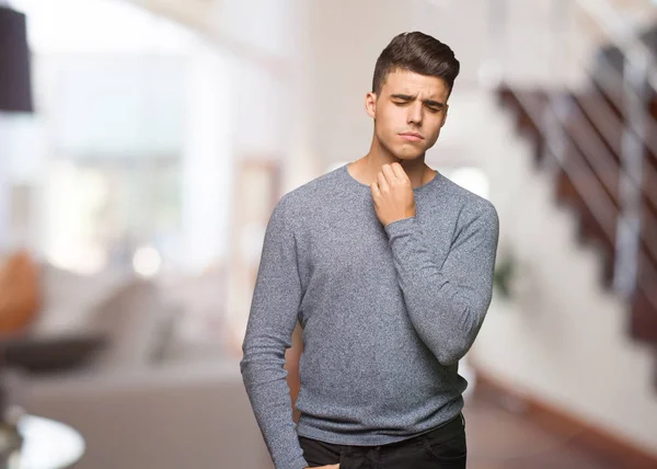 Young Handsome Man Coughing Sick Due Virus Infection — Stock Photo, Image