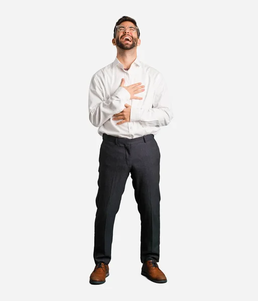 Young Handsome Business Man Laughing Having Fun — Stock Photo, Image