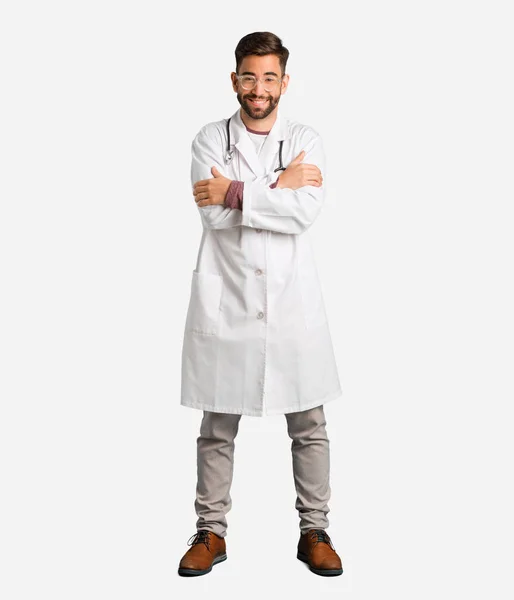 Young Doctor Man Going Cold Due Low Temperature — Stock Photo, Image