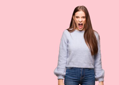 Çok sinirli ve agresif çığlık genç Kafkas kadın