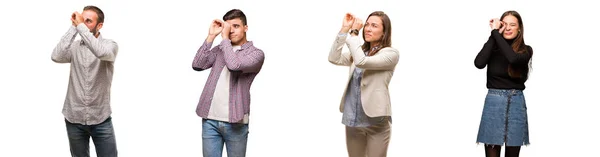 Group People Pointing Side Finger — Stock Photo, Image
