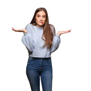 Genç Kafkas kadın karışık ve şüpheli