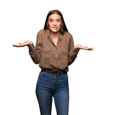 Genç Kafkas kadın karışık ve şüpheli