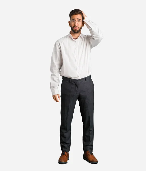 Young Handsome Business Man Worried Overwhelmed — Stock Photo, Image