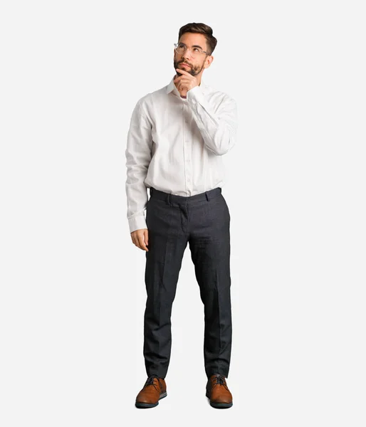 Young Handsome Business Man Thinking Idea — Stock Photo, Image