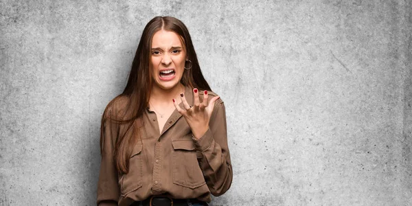 Young Caucasian Woman Very Scared Afraid — Stock Photo, Image