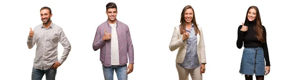 Grupo Personas Sonriendo Levantando Pulgar Hacia Arriba — Foto de Stock