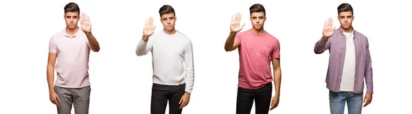 Collection Young Man Putting Hand Front — Stock Photo, Image
