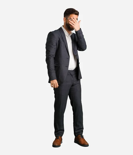 Young Handsome Business Man Embarrassed Laughing Same Time — Stock Photo, Image