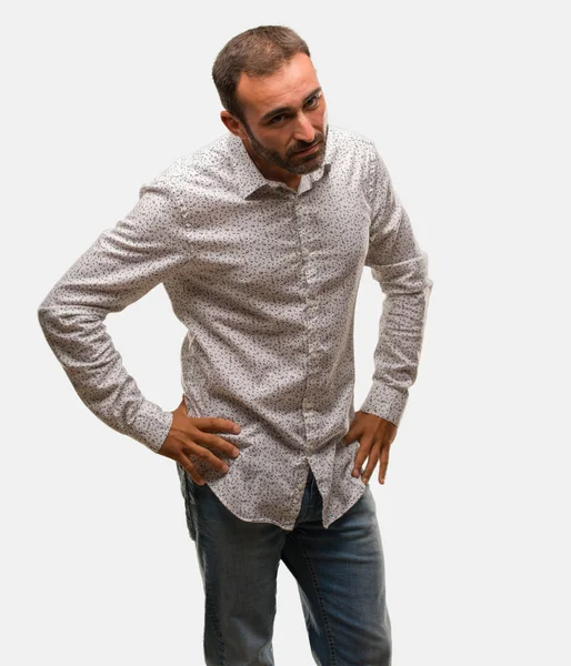 Caucasian Man Grey Brackground Scolding Someone Very Angry — Stock Photo, Image