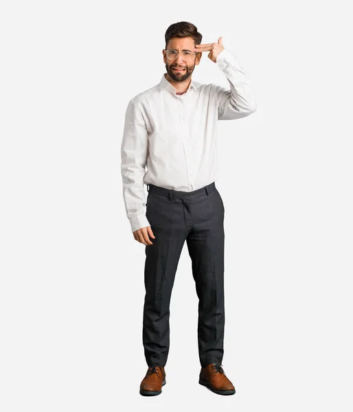 Young Handsome Business Man Doing Suicide Gesture — Stock Photo, Image